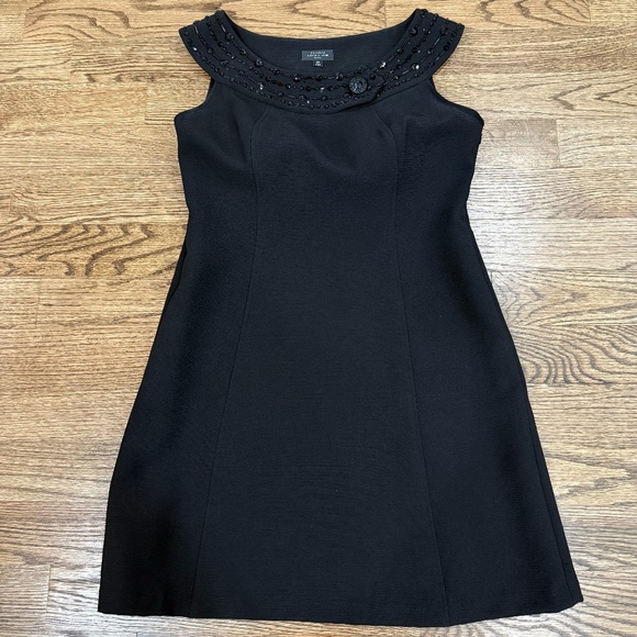 Tahari by Arthur Levine Jeweled Neckline Black Dress. Size 12 Petite. - Picture 2 of 7